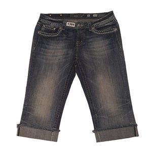 Miss Me JES641EP2 Womens Blue Zipper Pockets Denim Easy Capri Jeans Size 31